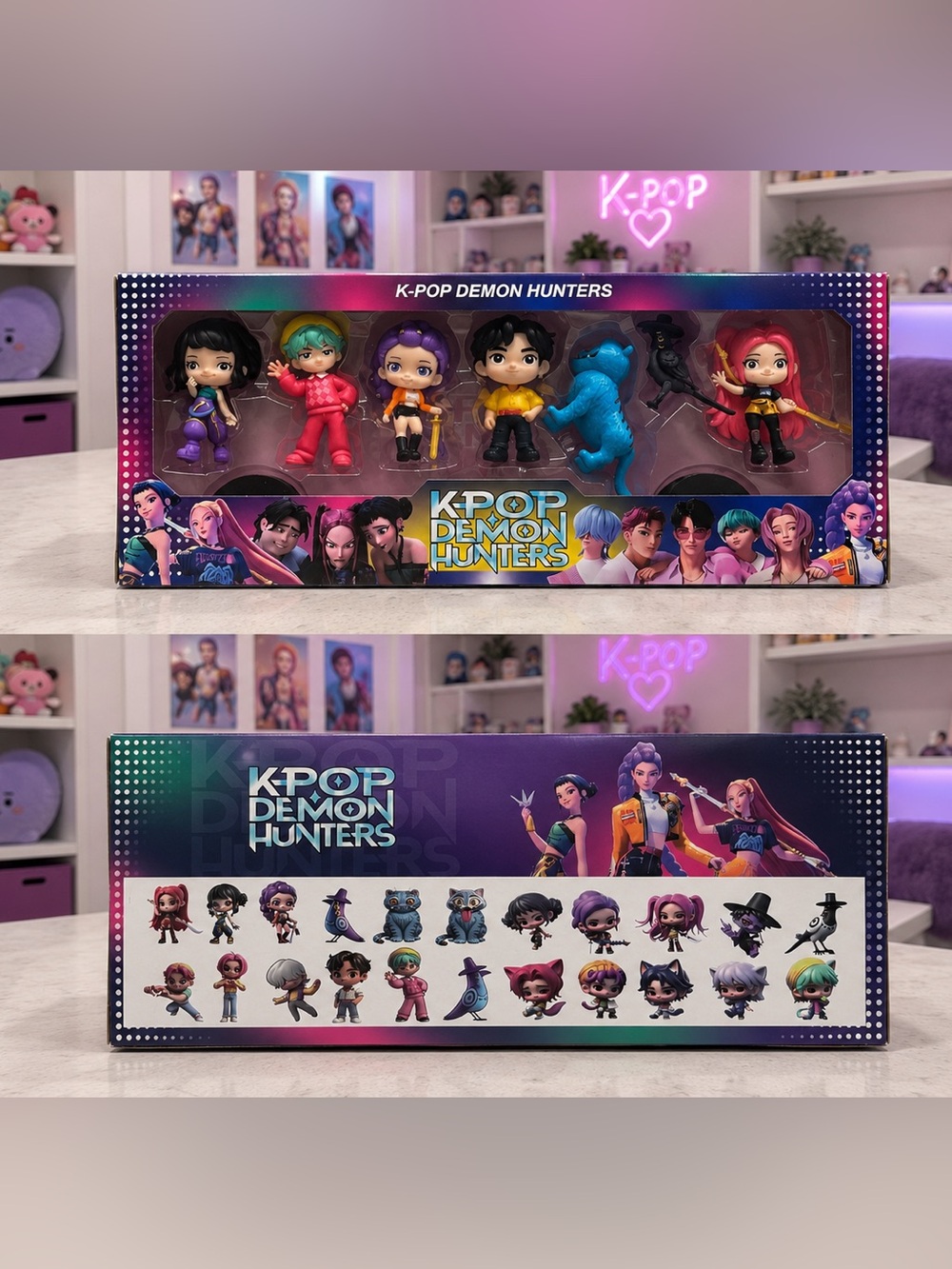 KPOP Demon Hunters 7-Piece Mini Figure Set – Zoey Rumi Mari Derpy & Saja Boys